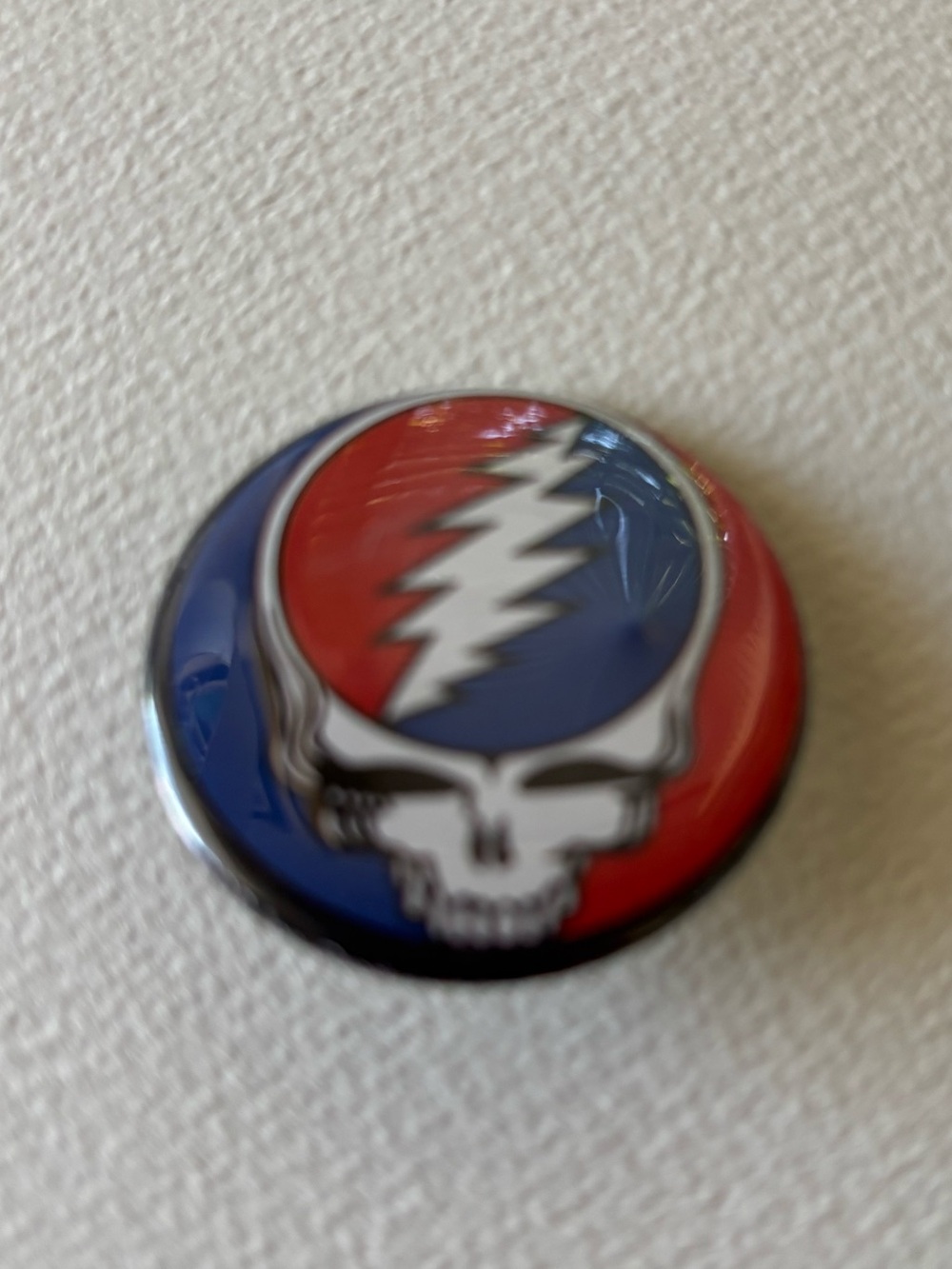 Grateful Dead Red Blue Lightning Skull Pin